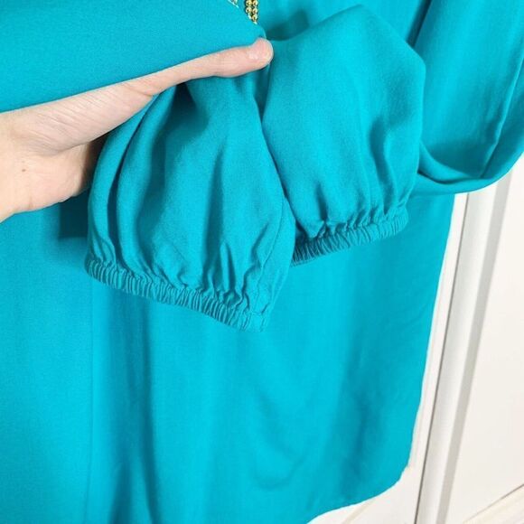 Lilly Pulitzer Violet Tunic Top in Deep Cyan Blue Size S Gold Beaded Embellished - Picture 8 of 9